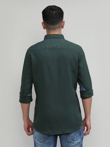 Leaf Shade Slim Fit Premuim Cotton Lycra Solid Shirt With Pocket-SS25