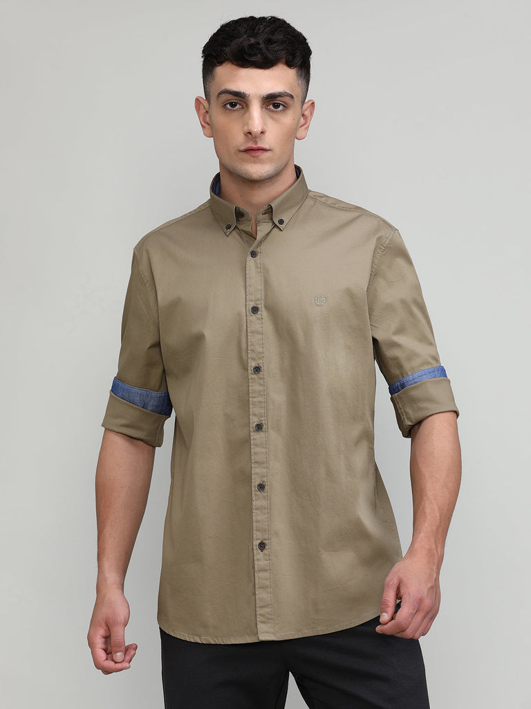 Commissioner Shade Slim Fit Premium Cotton Lycra Solid Shirt