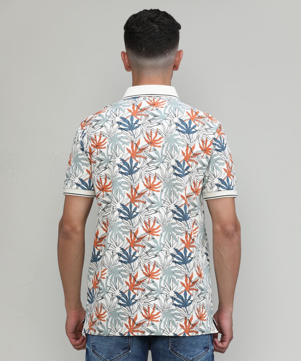Sunflower Pique Cotton Lycra Printed Polo T-shirt