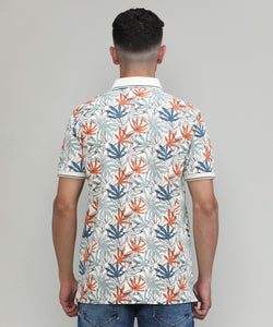 Sunflower Pique Cotton Lycra Printed Polo T-shirt