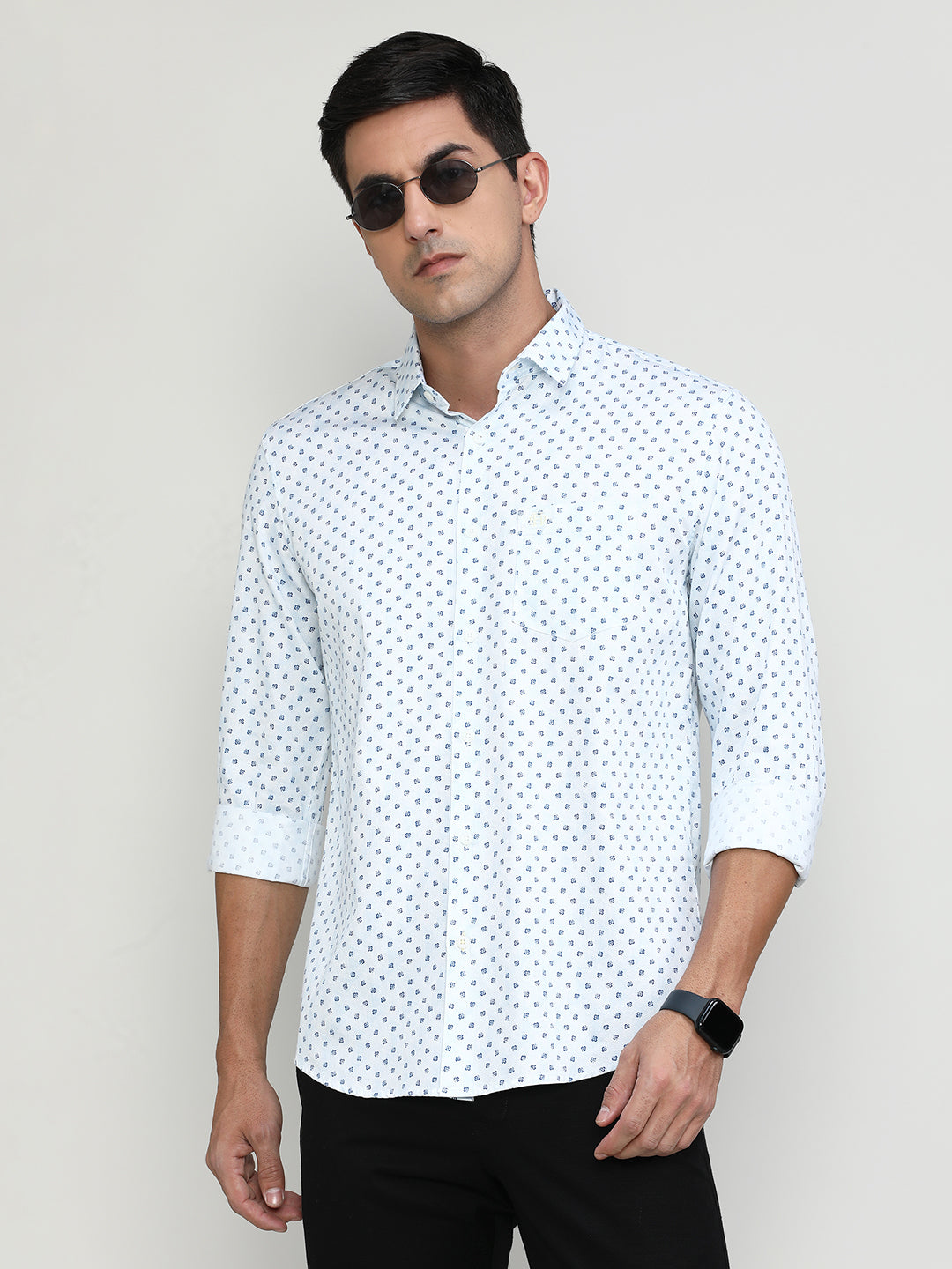 Sky Slim Fit Premium Cotton Printed Shirt -SS25