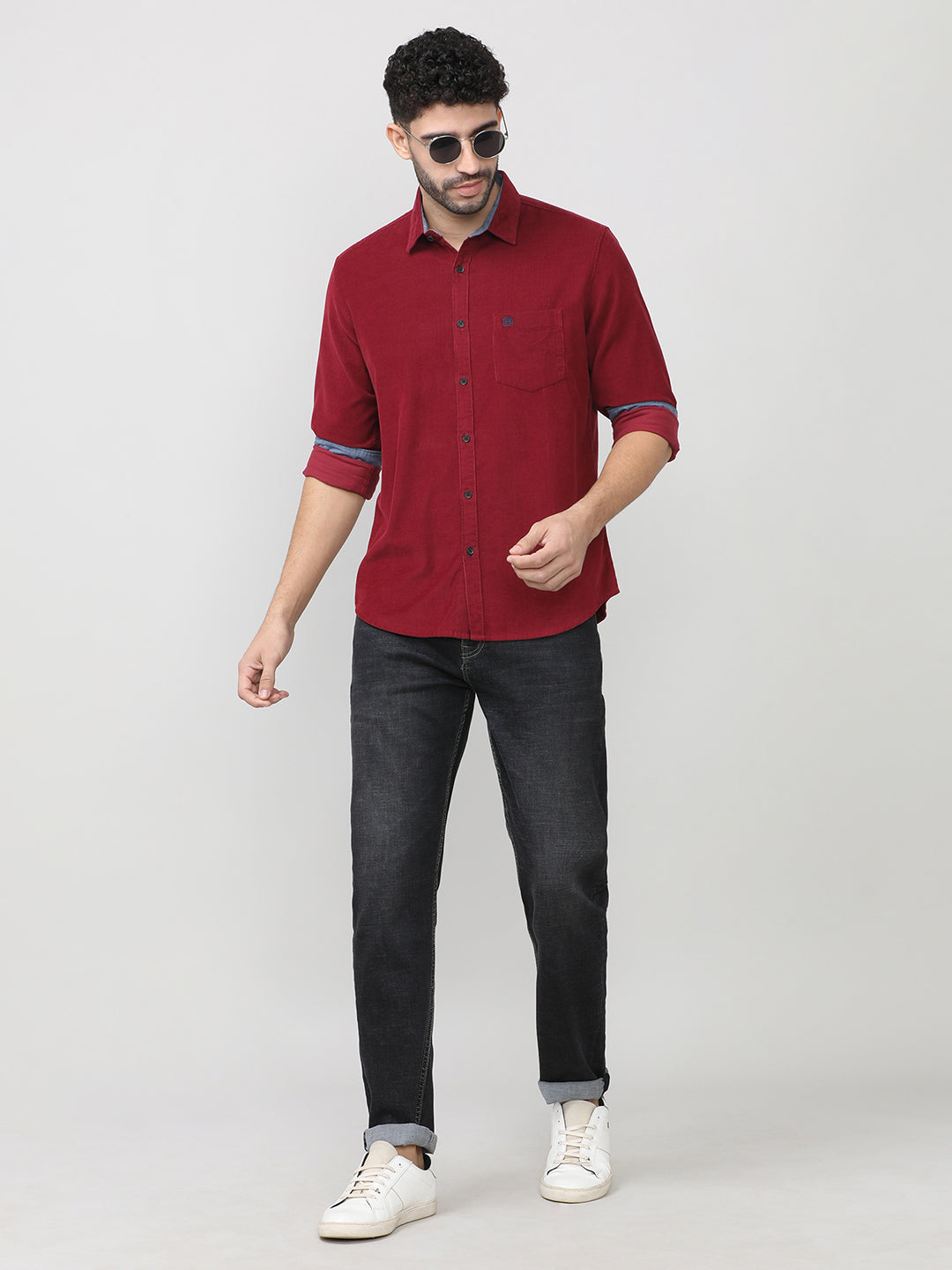 Red Corduroy Plain Shirt