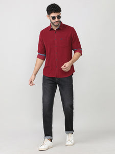Red Corduroy Plain Shirt