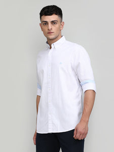 Lilac Slim Fit Premuim Cotton Stripes Shirt With Button Down Collar