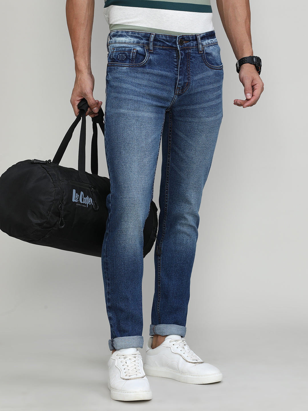 Ice Blue Slim Tapered Stretch Denim