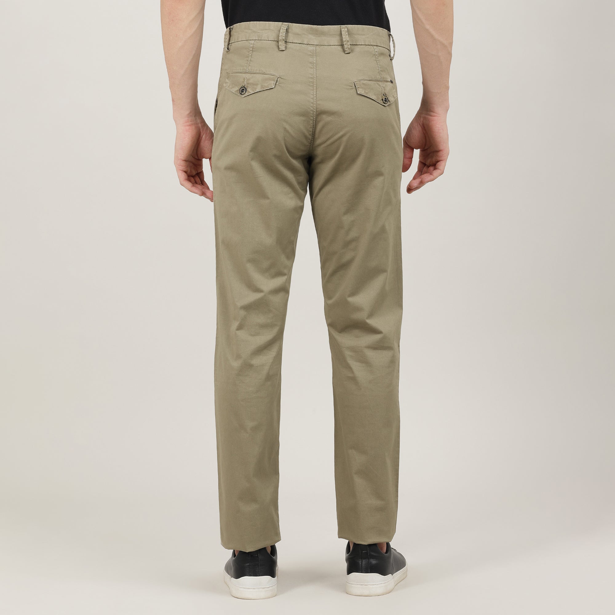 British Khaki Cotton Trousers Slim Tapered Fit