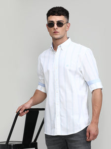 Snow Slim Fit Premium Cotton Lycra Stripe Shirt