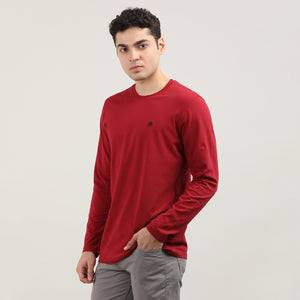 Maroon, Cord Lycra, Round Neck, Full Sleeves, Solid, Sweatshirt