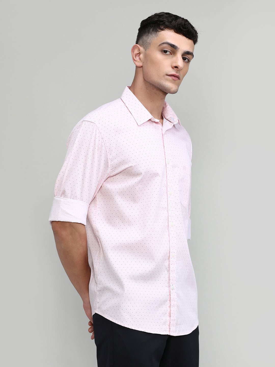 Cherry Red Slim Fit Premium Cotton Printed Shirt With Pocket-SS25