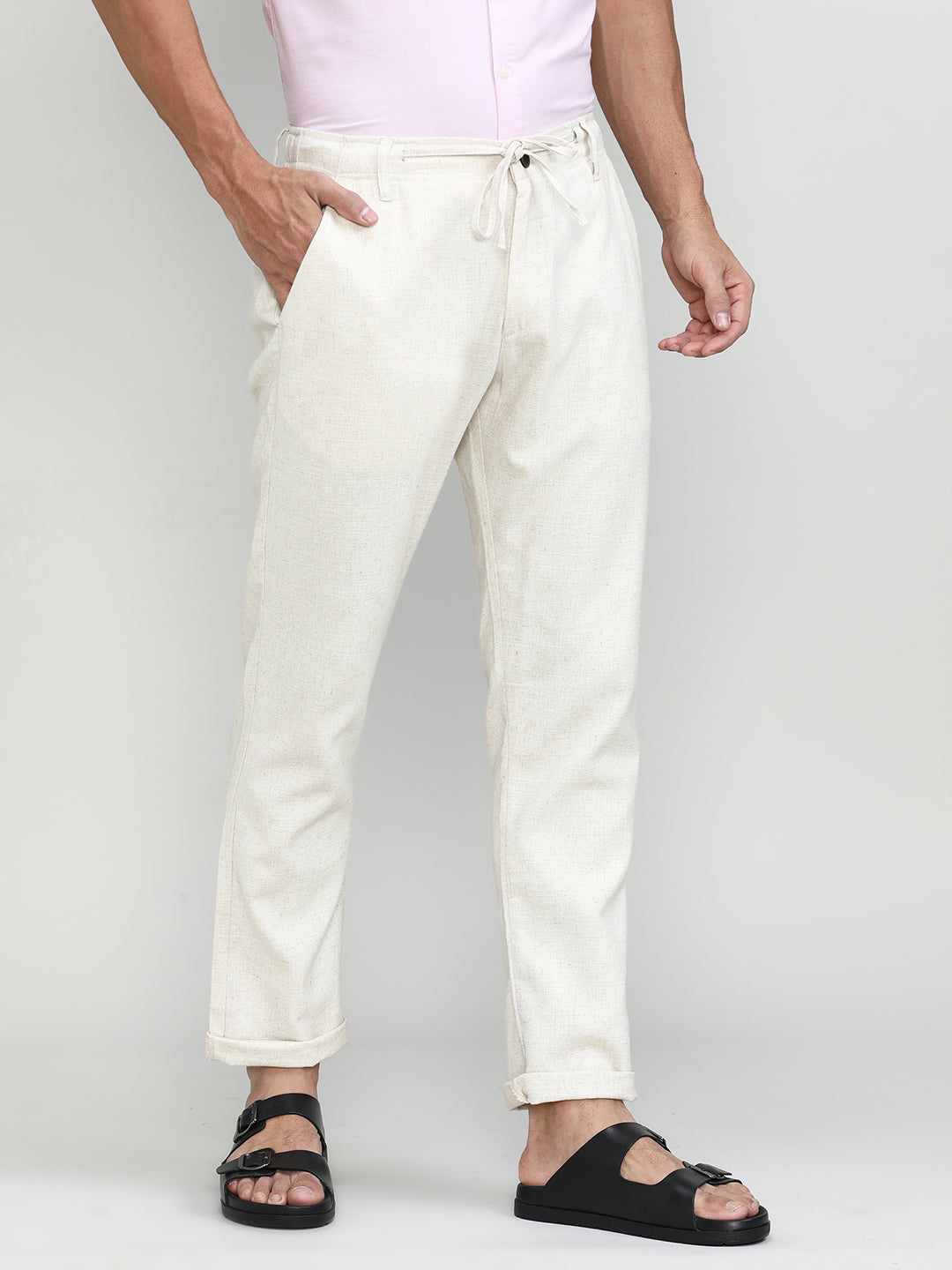 Natural Cotton Travel Trousers Regular Fit