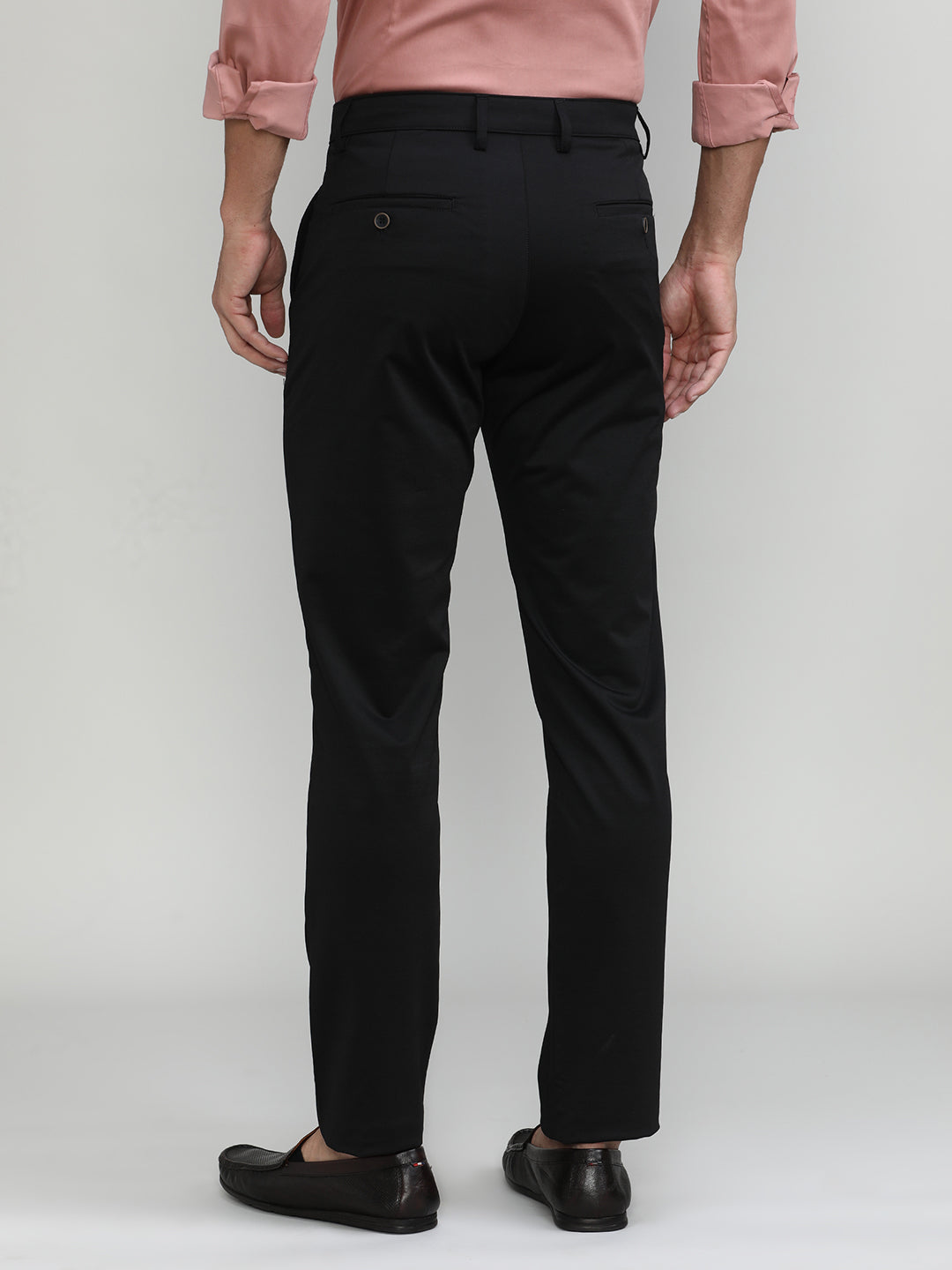 Black Cotton Trousers Slim Tapered Fit