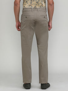 Silver Mink Shade Cotton Trousers Slim Tapered Fit