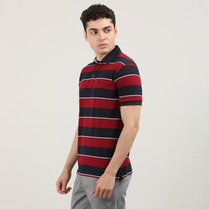 Red and Blue Striped Polo T-shirt