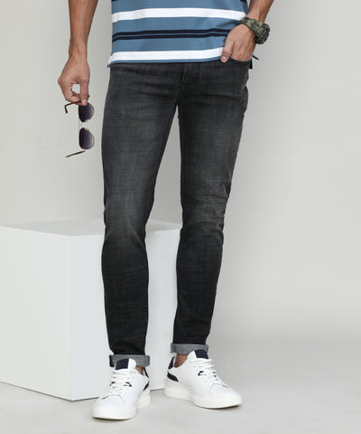 Carbon Shade Slim Tapered Stretch Denim