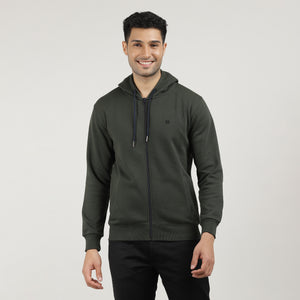 Dark Olive, Fleece Full-Zip Hoodie
