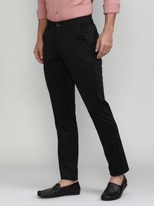 Black Cotton Trousers Slim Tapered Fit