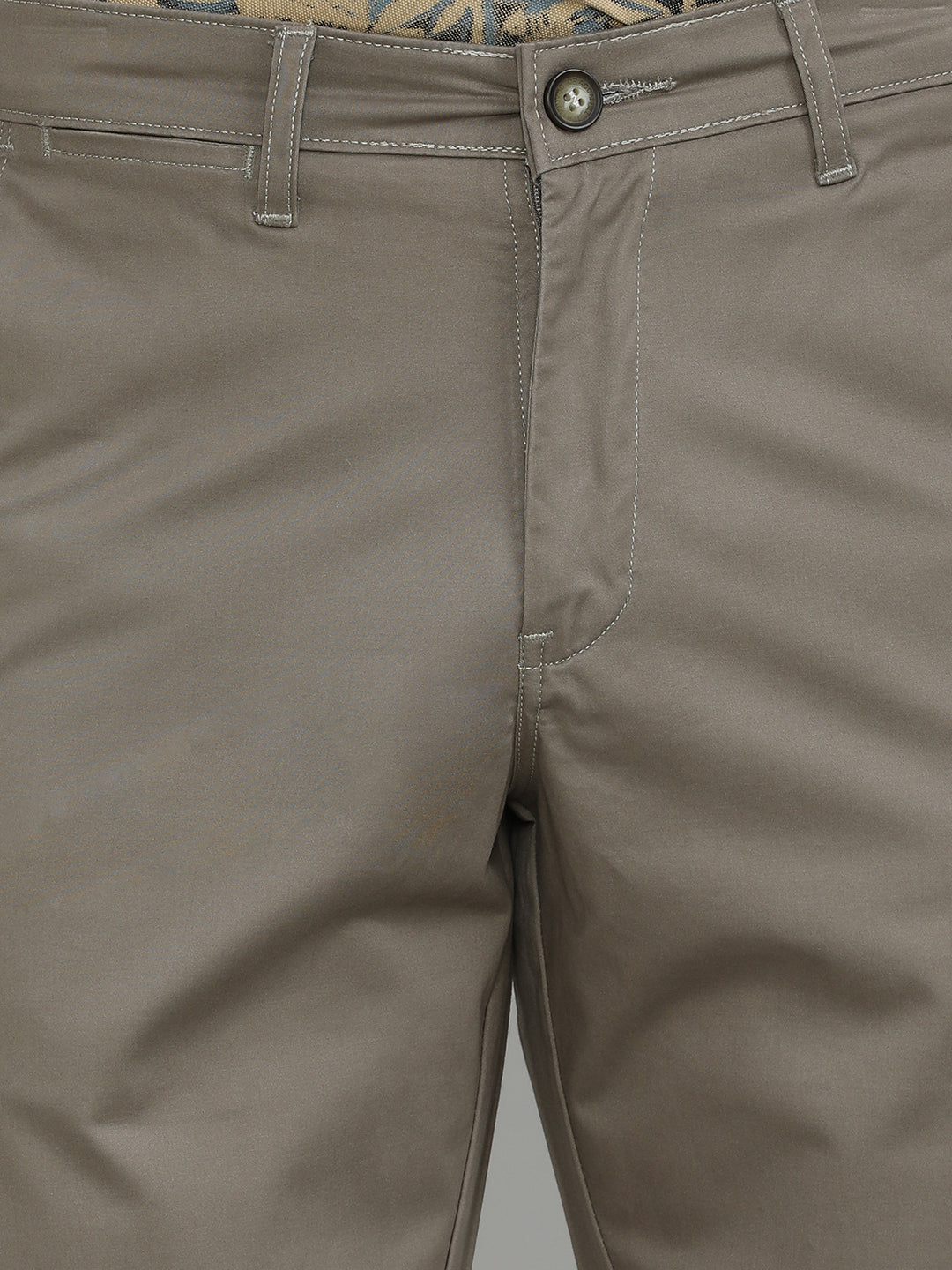 Silver Mink Shade Cotton Trousers Slim Tapered Fit