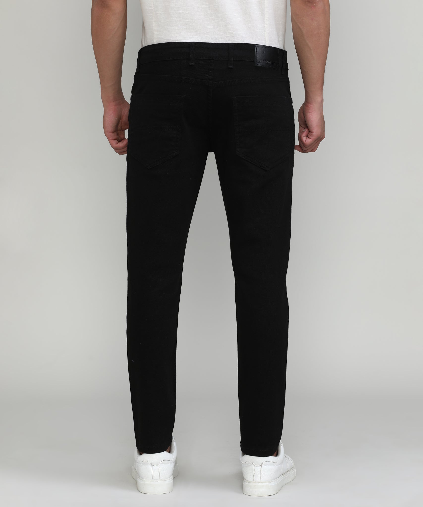 Jet Black Ankle Length Stretch Denim