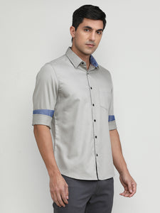 Sand Stone Slim Fit Premium Cotton Lycra Solid Shirt With Pocket-SS25