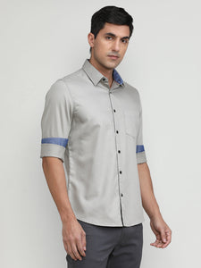 Sand Stone Slim Fit Premium Cotton Lycra Solid Shirt With Pocket