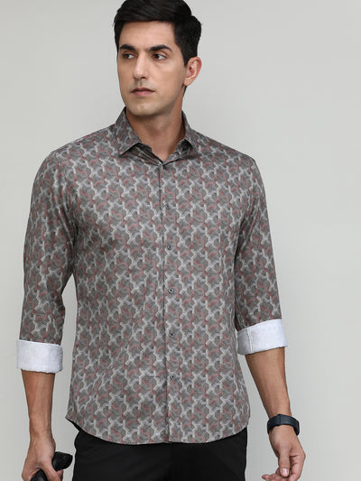 Exclusive Purple Collection Red Copper Slim Fit Printed Premium Cotton Shirt