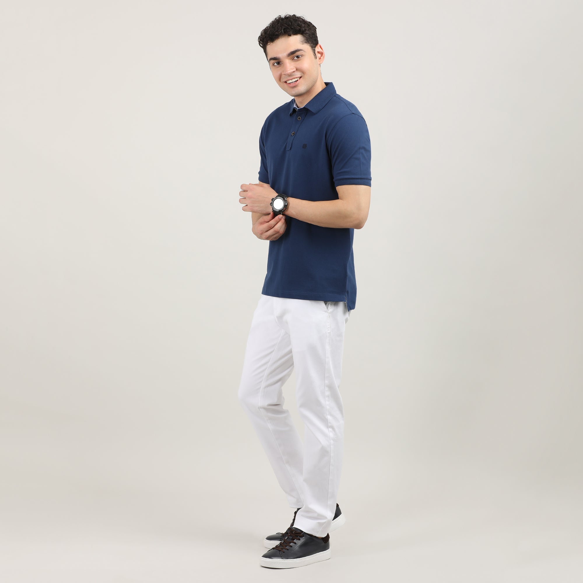 Indigo Pique Polo T-shirt