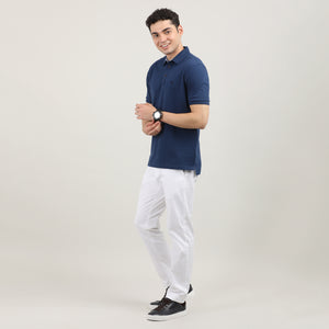 Indigo Pique Polo T-shirt