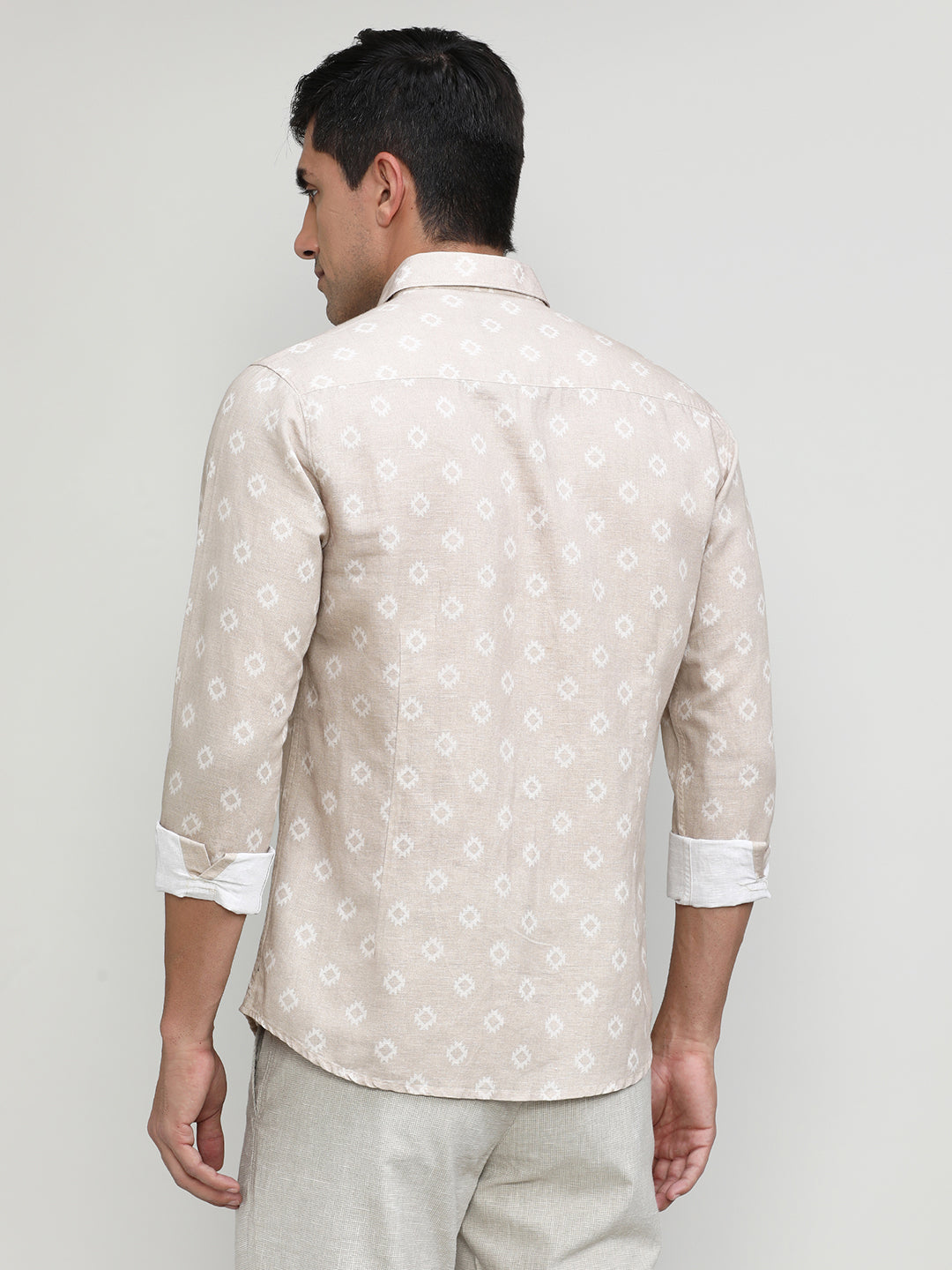 Exclusive Purple Collection Sand Slim Fit Printed Premium Cotton Linen Shirt