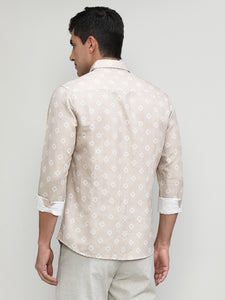 Exclusive Purple Collection Sand Slim Fit Printed Premium Cotton Linen Shirt
