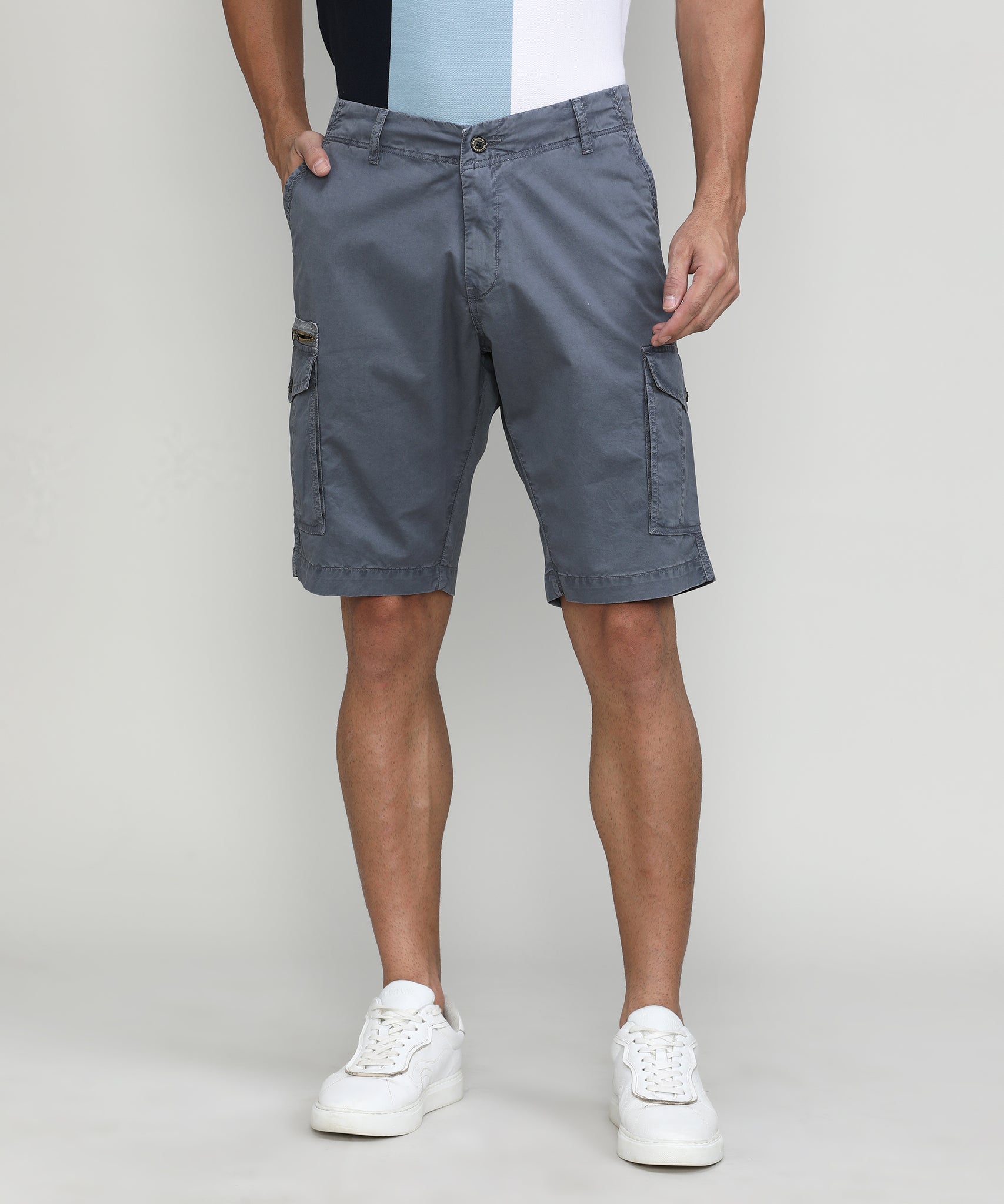 Gun Metal Shade Cotton Shorts