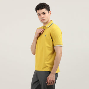 Lemon Pique Polo T-shirt With Tipping collar