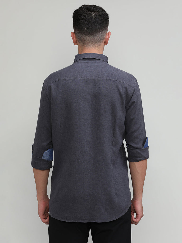 Elephant Slim Fit Premium Cotton Lycra Solid Shirt With Pocket