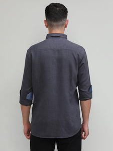 Elephant Slim Fit Premium Cotton Lycra Solid Shirt With Pocket