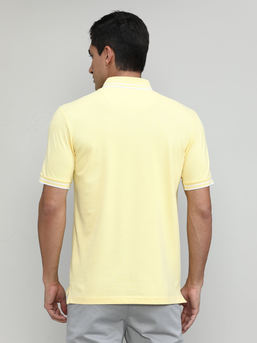 Popcorn Pique Cotton Lycra Solid Polo T-shirt
