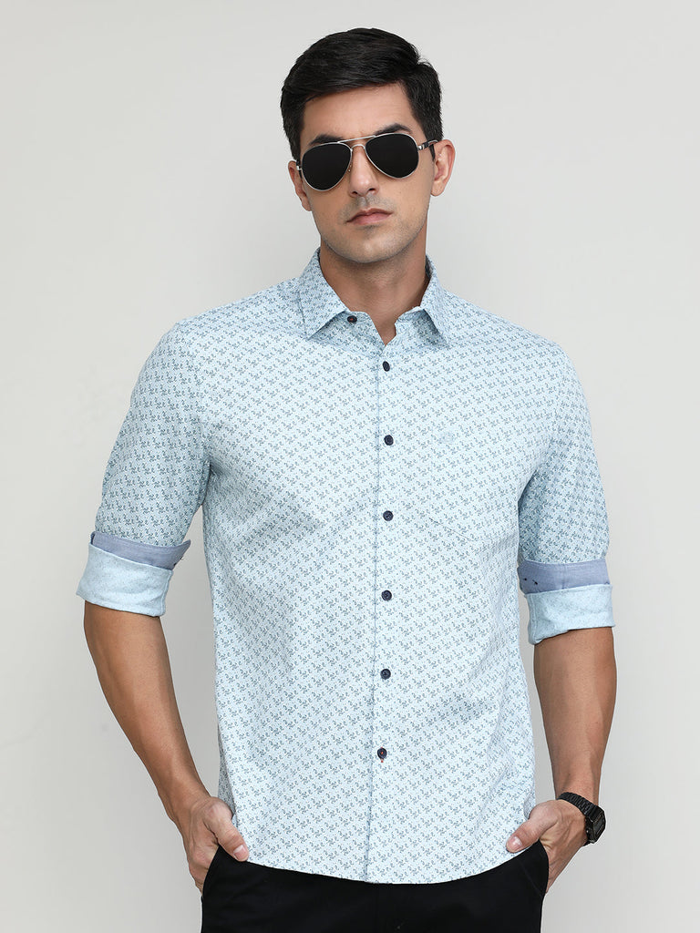 Sky Slim Fit Premium Cotton Printed Shirt With Pocket