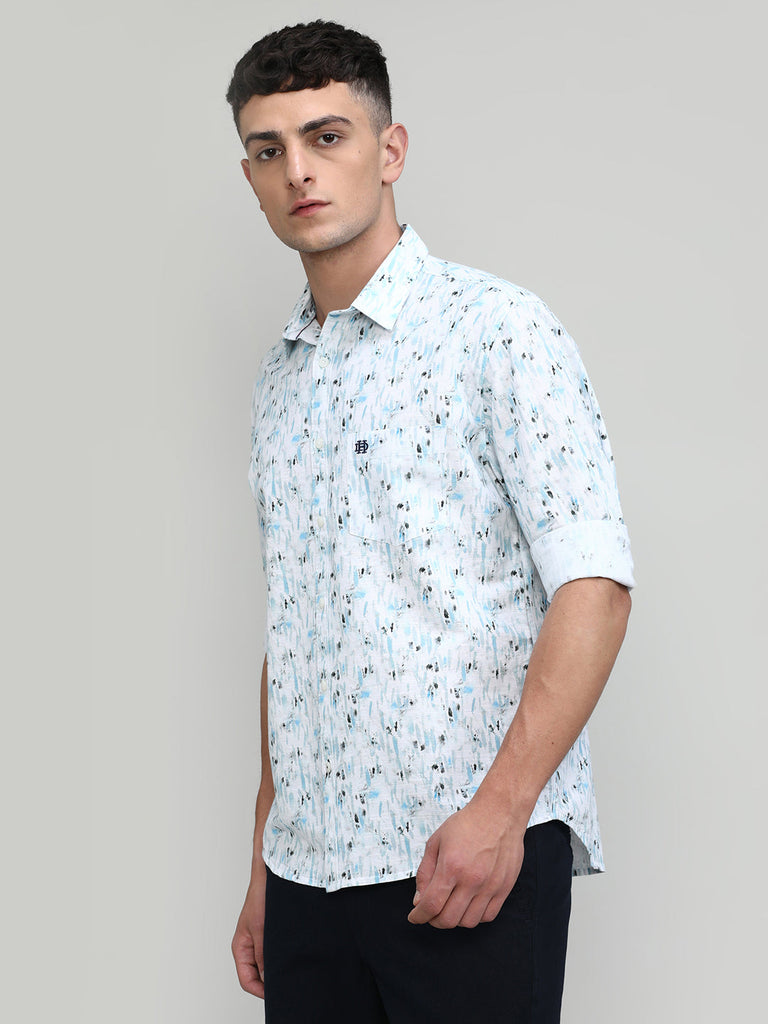 Sky Slim Fit Premium Cotton Printed Shirt With Pocket