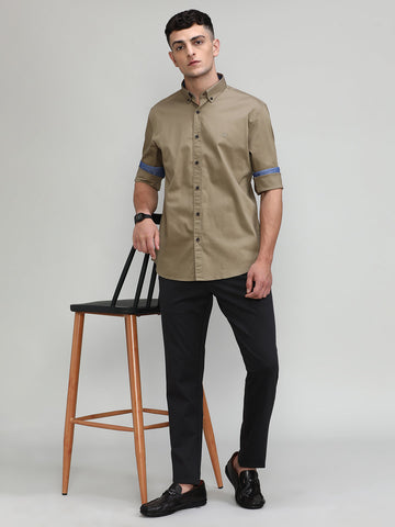 Commissioner Shade Slim Fit Premium Cotton Lycra Solid Shirt