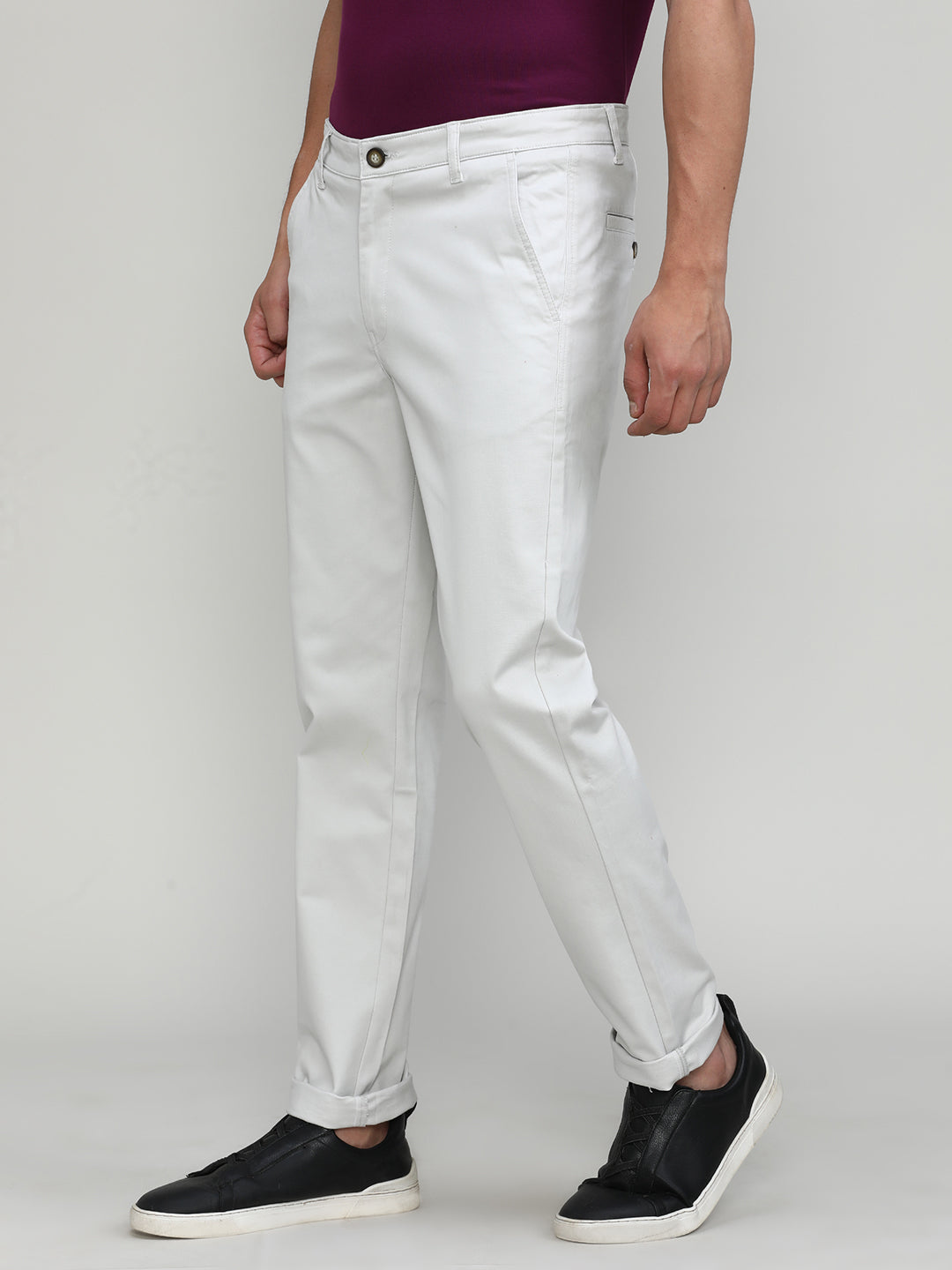 Sand Stone Shade Cotton Trousers Slim Tapered Fit