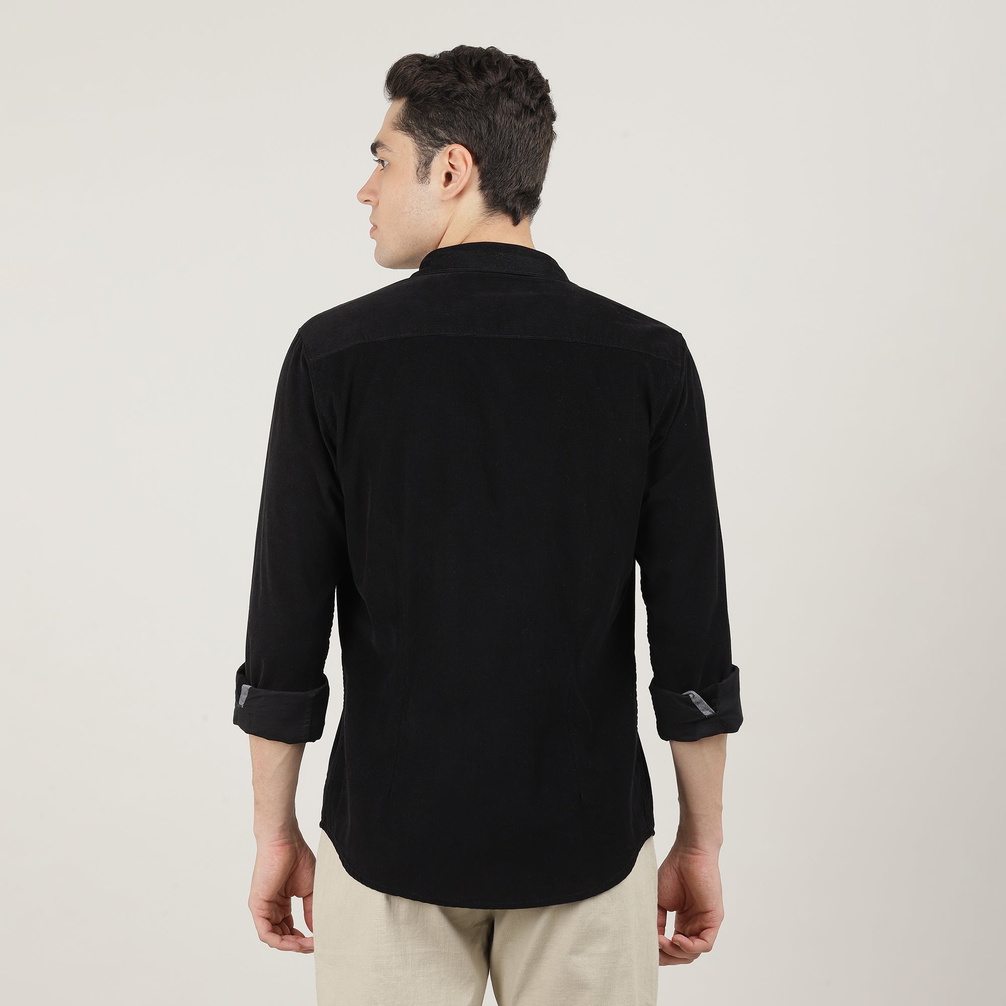 BLACK, FULL SLEEVES SHIRT, PLAIN-AW24