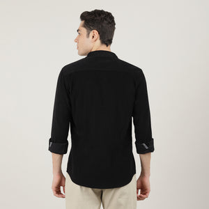 BLACK, FULL SLEEVES SHIRT, PLAIN-AW24
