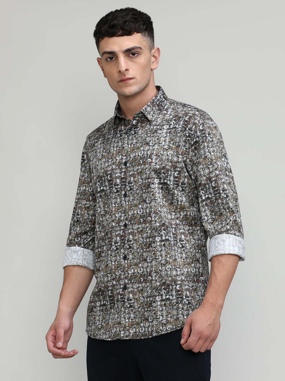 Exclusive Purple Collection Gold Slim Fit Printed Premium Cotton Shirt