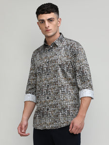 Exclusive Purple Collection Gold Slim Fit Printed Premium Cotton Shirt