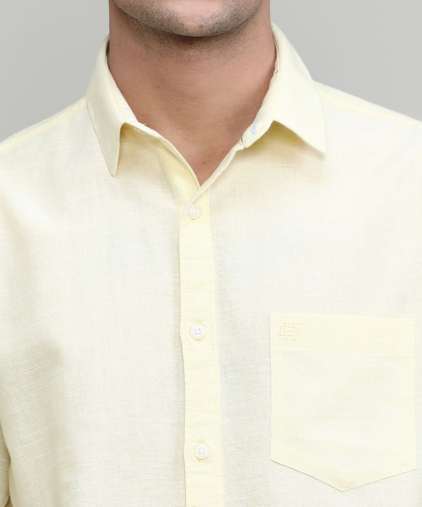 Lemon Slim Fit Premium Cotton Lycra Solid Shirt With Pocket