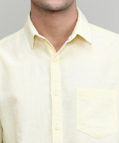 Lemon Slim Fit Premium Cotton Lycra Solid Shirt With Pocket