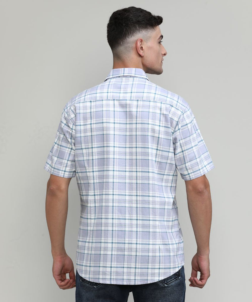 Lilac Slim Fit Premuim Cotton Checks Shirt With Pocket
