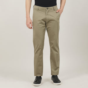 British Khaki Cotton Trousers Slim Tapered Fit