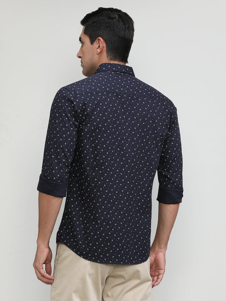 Black Slim Fit Premium Cotton Printed Shirt