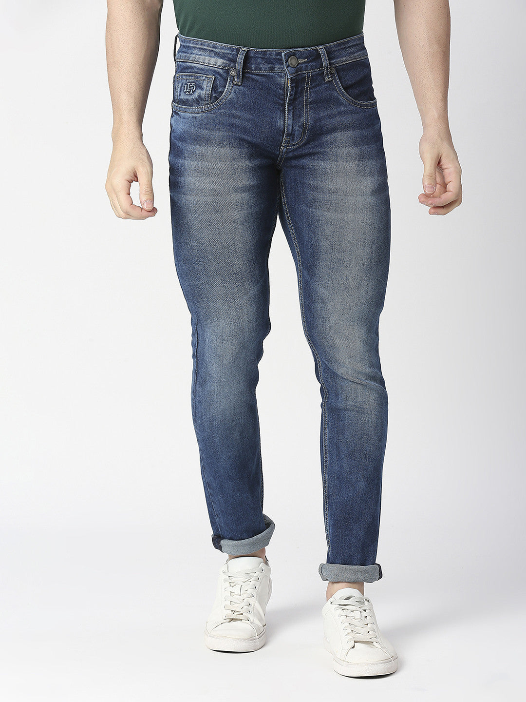 Indigo Cloud Stone Washed Slim Tapered Jeans