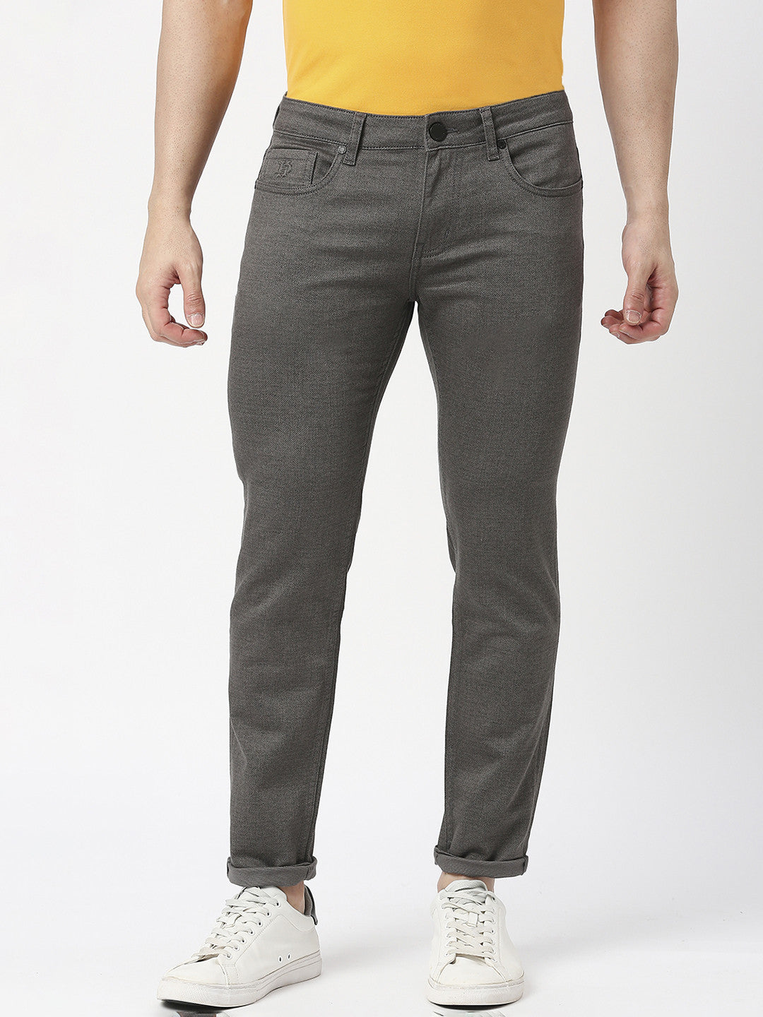 Dark Grey Slim Tapered Cotton Stretch Jeans