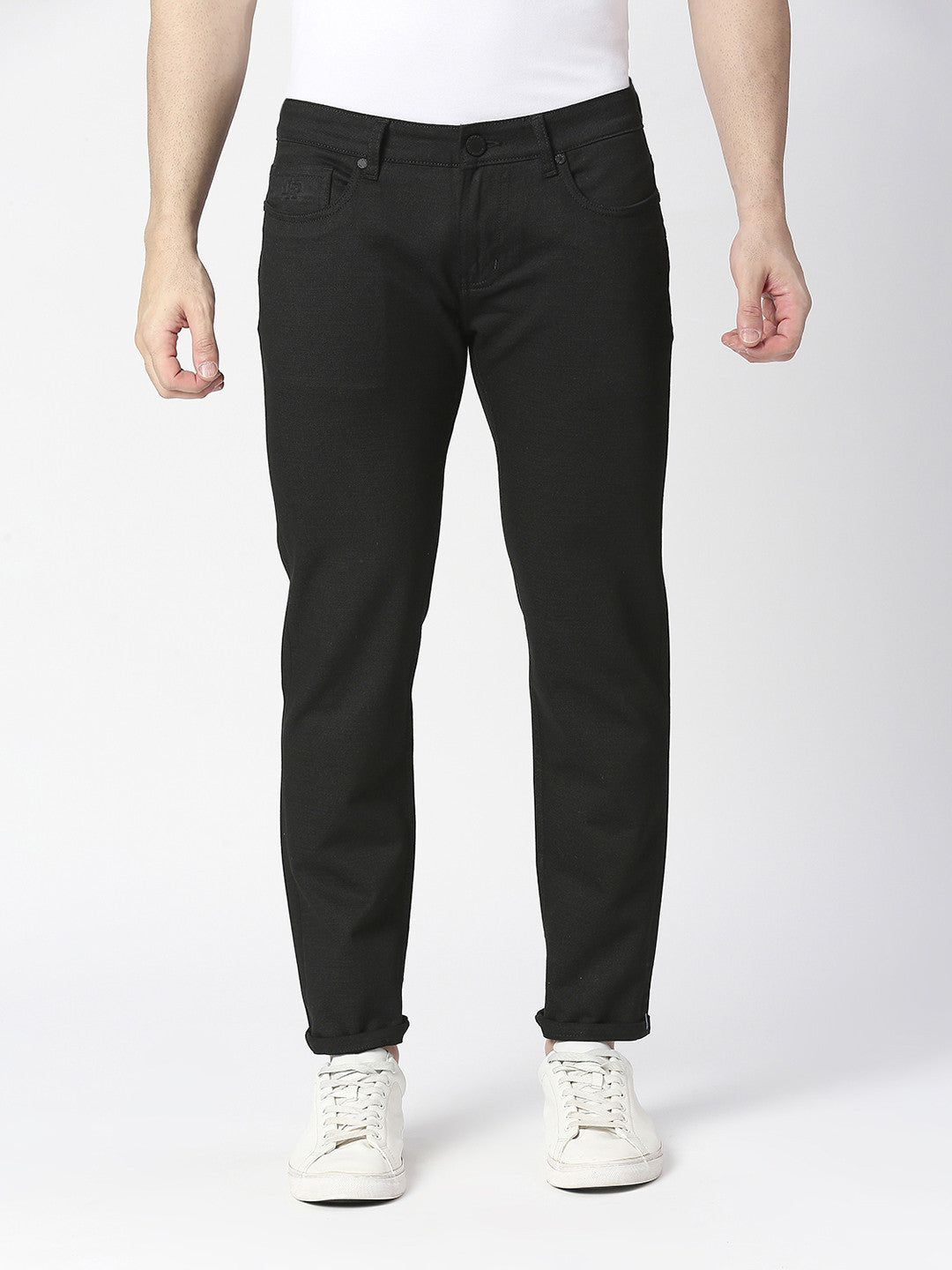 Black Slim Tapered Cotton Stretch Jeans